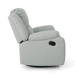 English Elm Christopher Knight Home® - 39" Wide Faux Leather Manual Swivel Recliner with 360° Rotation, Multi-Angle Comfort and Durable PU Finish LIGHT GREY 62814.00LGRY