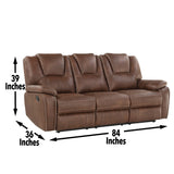 English Elm Steve Silver - Katrine - Pu Manual Reclining Sofa - Chestnut Brown