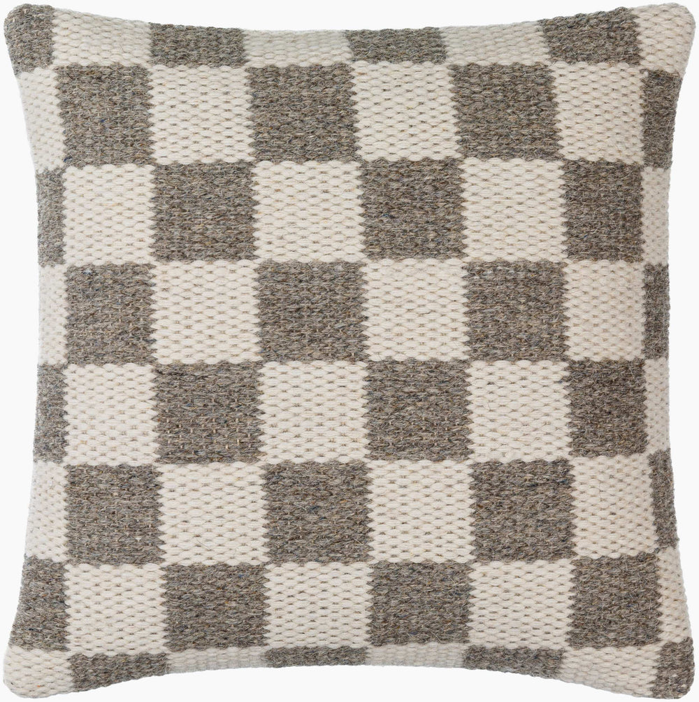 Surya Preethi Modern Accent Pillow - Luxurious Wool & Cotton, Handmade In India, 18"X18" Sophisticated Design Ivory Wool,Cotton,Cotton Eet001-2020d