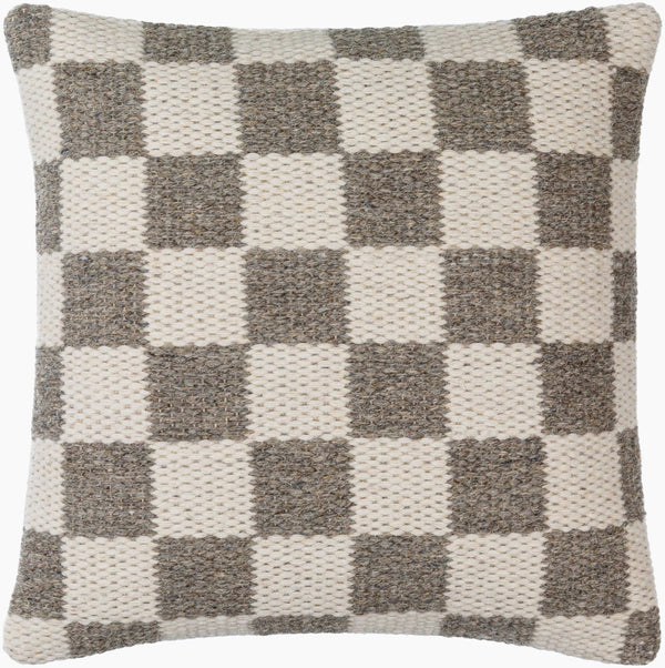 Surya Preethi Modern Accent Pillow - Luxurious Wool & Cotton, Handmade In India, 18"X18" Sophisticated Design Ivory Wool,Cotton,Cotton Eet001-2020d