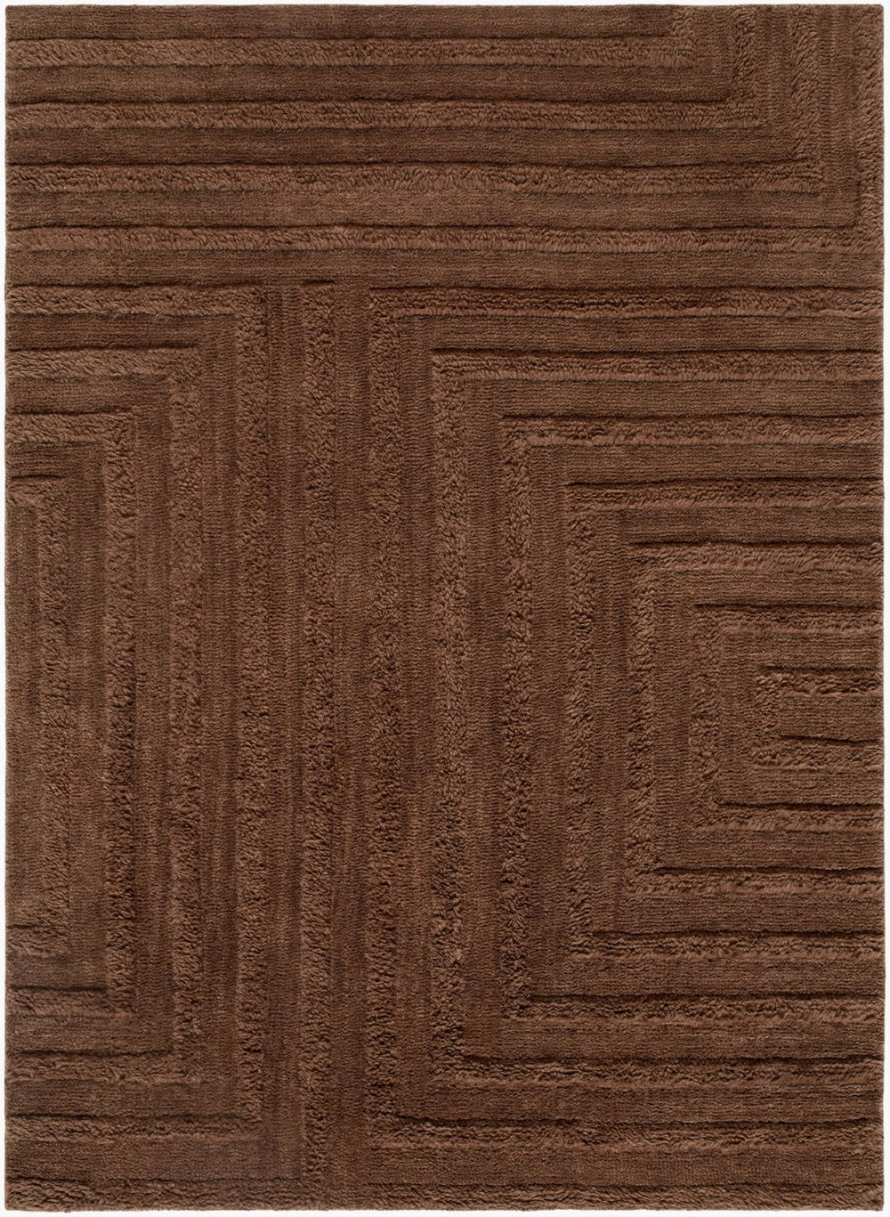Livabliss Eleve Handwoven Wool Cotton Blend High Pile Area Rug for Modern Minimalist Interiors Chestnut, Cocoa 5' x 7' EEV2303-57