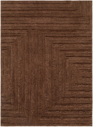 Livabliss Eleve Handwoven Wool Cotton Blend High Pile Area Rug for Modern Minimalist Interiors Chestnut, Cocoa 5' x 7' EEV2303-57