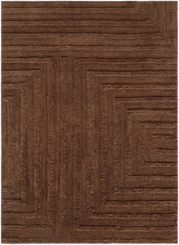 Livabliss Eleve Handwoven Wool Cotton Blend High Pile Area Rug for Modern Minimalist Interiors Chestnut, Cocoa 5' x 7' EEV2303-57