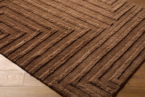 Livabliss Eleve Handwoven Wool Cotton Blend High Pile Area Rug for Modern Minimalist Interiors Chestnut, Cocoa 5' x 7' EEV2303-57