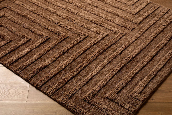 Livabliss Eleve Handwoven Wool Cotton Blend High Pile Area Rug for Modern Minimalist Interiors Chestnut, Cocoa 5' x 7' EEV2303-57