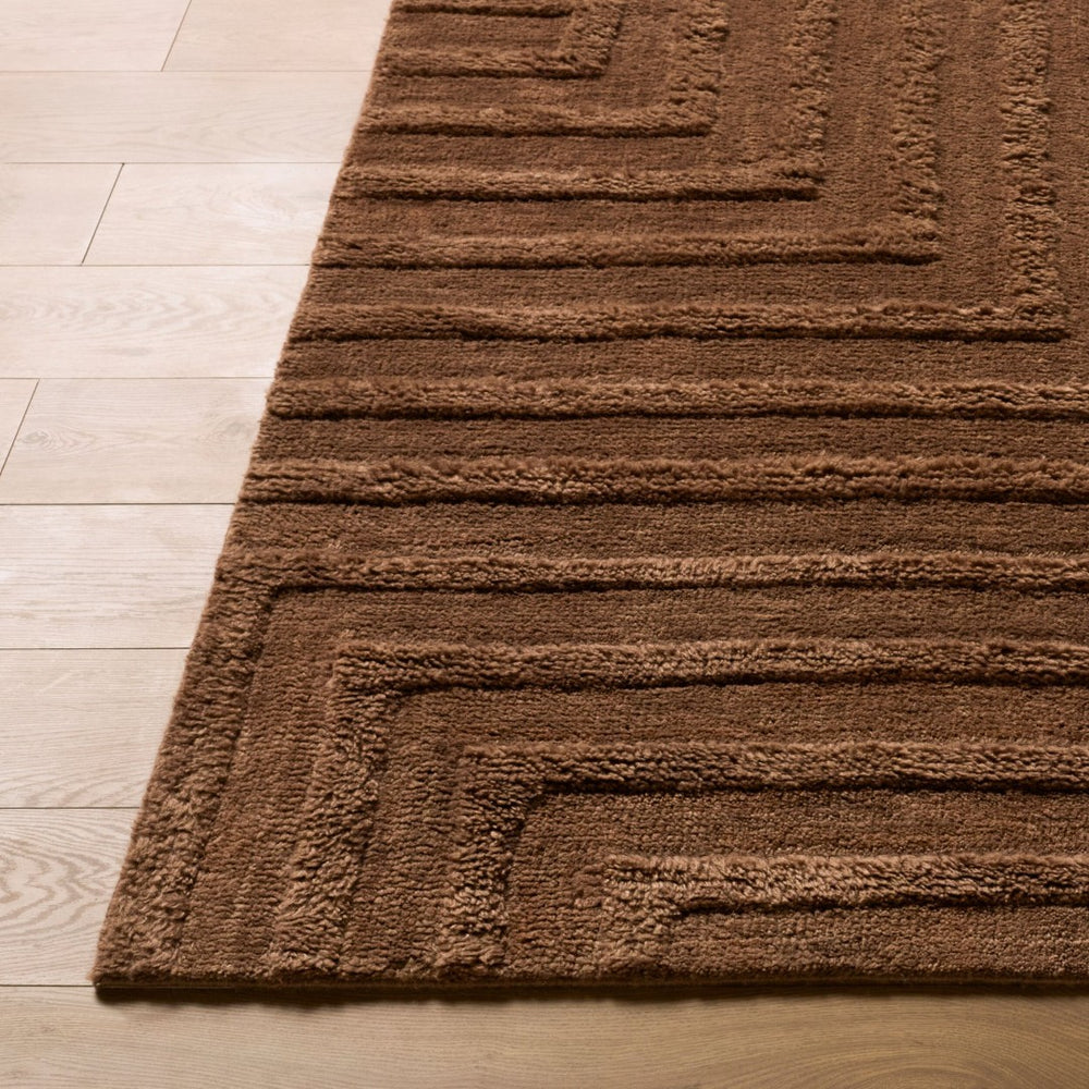 Livabliss Eleve Handwoven Wool Cotton Blend High Pile Area Rug for Modern Minimalist Interiors Chestnut, Cocoa 5' x 7' EEV2303-57