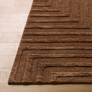 Livabliss Eleve Handwoven Wool Cotton Blend High Pile Area Rug for Modern Minimalist Interiors Chestnut, Cocoa 5' x 7' EEV2303-57