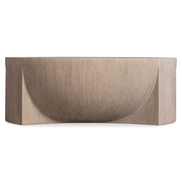 Bernhardt Bernhardt Loggia Round Cocktail Table — 48" Aria Wood-Grain Resin Top, Sculptural Convex/Concave Design, Casters 345009