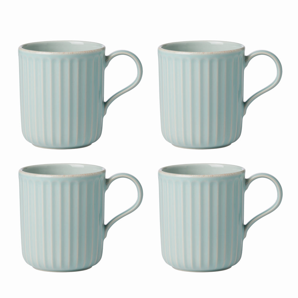 Lenox French Perle Scallop Ice Blue Mugs, Set of 4 White, LT BLUE STONEWARE 894513