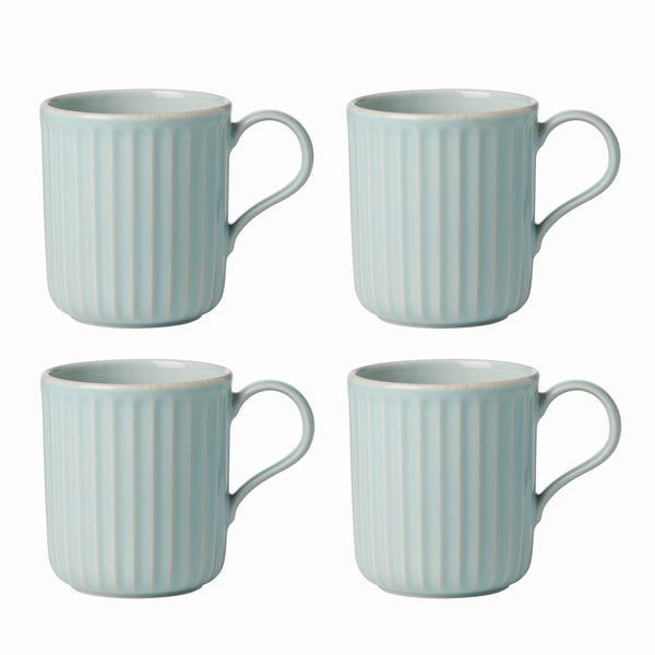 Lenox French Perle Scallop Ice Blue Mugs, Set of 4 White, LT BLUE STONEWARE 894513