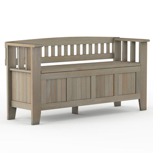 English Elm Acadian Handcrafted Entryway Storage Bench with Lift-Top Seating, Solid Wood, Transitional Design Light Brown B136P158261