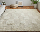 Feizy Rugs Ashby Wool Hand Woven Mid-Century Modern Rug Ivory 9' x 9' Round