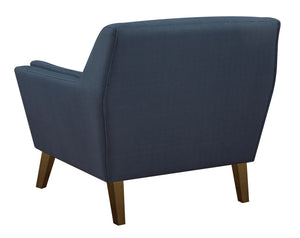 English Elm Wallace & Bay - Blue Accent Chair mid-century navy peacock fabric, 37.4" x 35.4" x 34.6", easy-care stylish comfort B361P384455