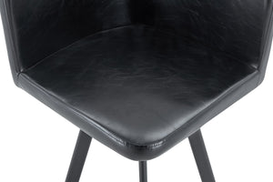 English Elm Sn-c-agmd6in1-bklth Retro Oil Wax Pu Leather Accent Chair with Ergonomic Cushioned Seat Black W3875P371074
