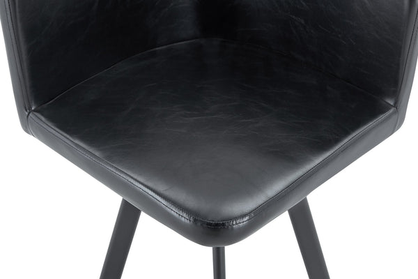 English Elm Sn-c-agmd6in1-bklth Retro Oil Wax Pu Leather Accent Chair with Ergonomic Cushioned Seat Black W3875P371074