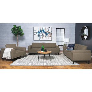 English Elm Andrena Brown Track Arms Sofa with Pocket Coil Seating, Reversible Cushions & Black Tapered Legs B062P358307