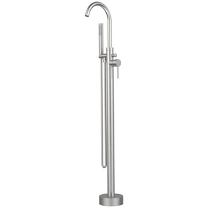 English Elm Freestanding Bathtub Faucet Floor Mount Matte Black Single Handle with Hand Shower High Flow Design Brushed Nickel T3177P277529