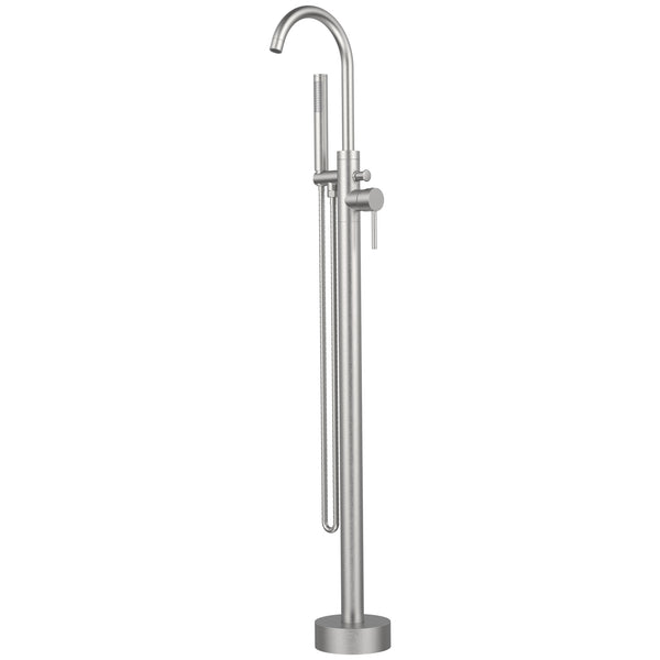 English Elm Freestanding Bathtub Faucet Floor Mount Matte Black Single Handle with Hand Shower High Flow Design Brushed Nickel T3177P277529