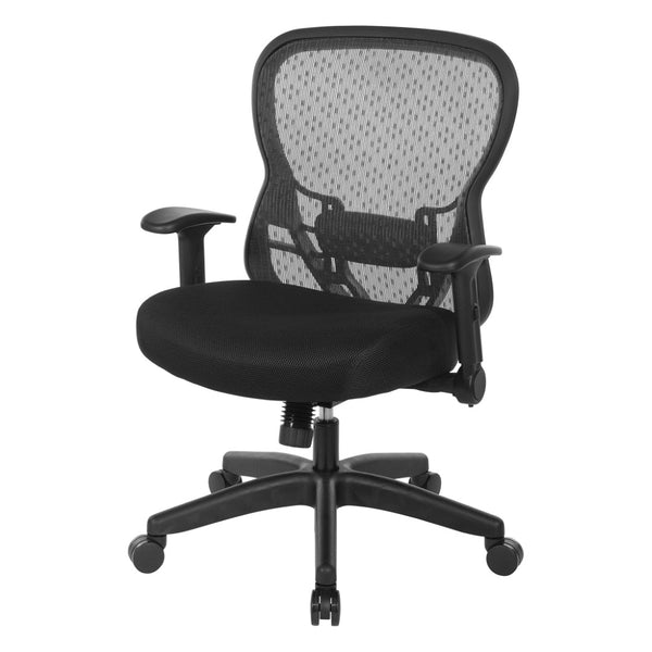 OSP Home Furnishings Deluxe Ergonomic Mesh Office Chair with Memory Foam Seat and Four Way Adjustable Arms 529R-3R2N1F2