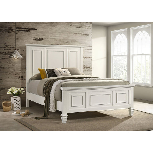 English Elm Copper White Wood Queen Panel Bed with Slatted Venting, Sturdy Asian Hardwood Frame, Timeless Finish B062S00663