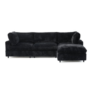 English Elm Cloud Plush Modular Couch L-Shaped 4-Seater with Ottoman, Washable Covers, Deep Seat Comfort B341S00006