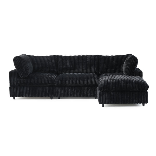 English Elm Cloud Plush Modular Couch L-Shaped 4-Seater with Ottoman, Washable Covers, Deep Seat Comfort B341S00006