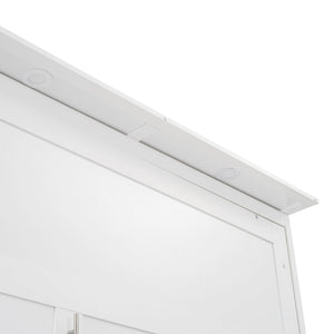 English Elm Queen Murphy Wall Bed with Led Lighting Open Shelves Drawers Space Saving Cabinet White LP000566AAK-3