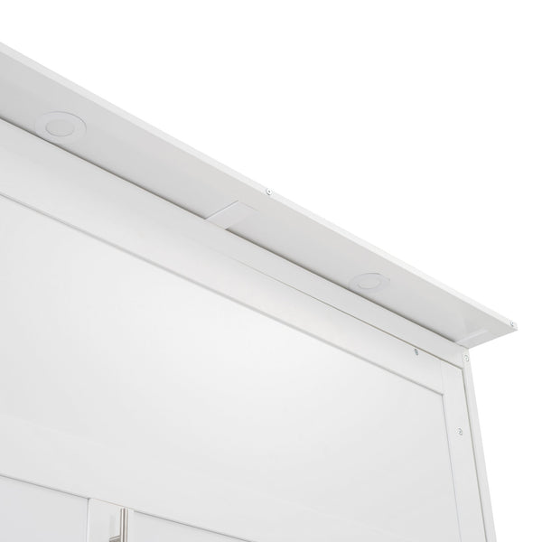English Elm Queen Murphy Wall Bed with Led Lighting Open Shelves Drawers Space Saving Cabinet White LP000566AAK-3