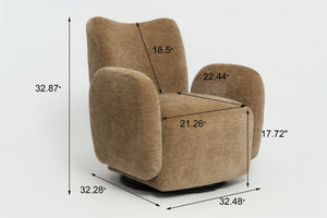 English Elm 360° 360 Swivel Accent Chair Plush Chenille Upholstered Circular Seat for Living Room Office Camel+Brown W2901P463504