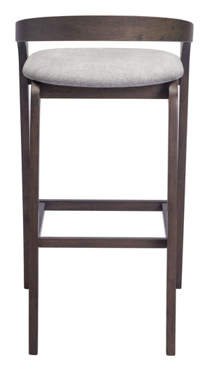 Zuo Modern Troy Barstool Set Of 2 In Dove Gray & Espresso - Chic, Comfortable Design For Modern Spaces Gray 100% Polyester,Rubberwood 110400-zuo-modern