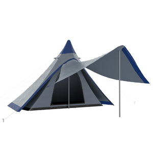 English Elm Outsunny Teepee Camping Tent Waterproof Oxford Fabric Porch Canopy for 3 Person Hiking W2225P200810