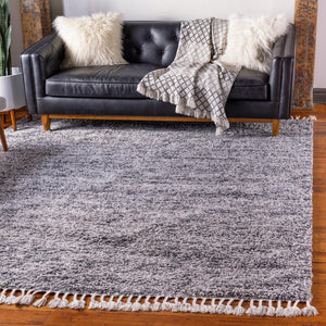 Unique Loom Hygge Shag Misty Machine Made Abstract Rug Gray, Beige/Ivory 8' 0" x 8' 0"