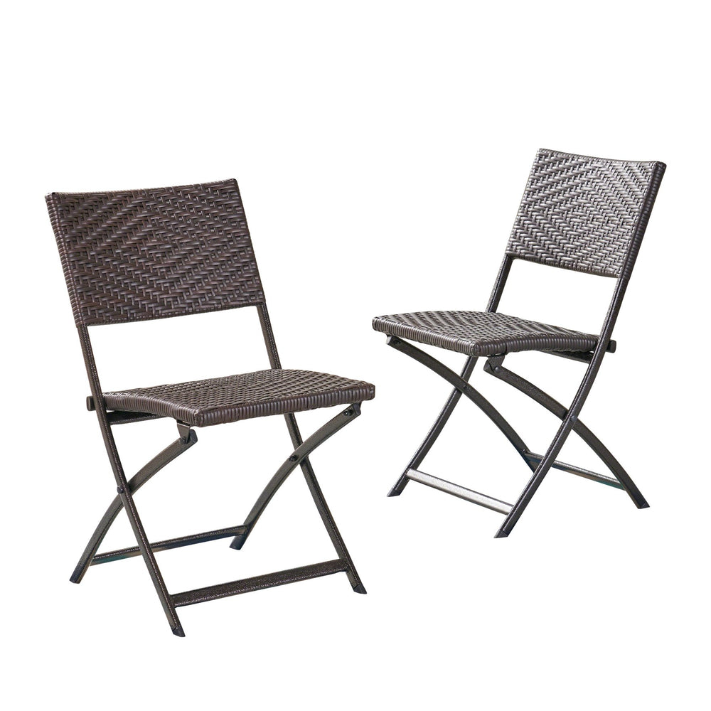 English Elm El Paso Outdoor Folding Chair Woven Wicker Iron Frame Patio Pool Garden Seating 57328.00C