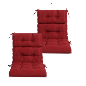 English Elm 2 Pcs Set High Back Patio Chair Cushions Tufted Outdoor Reversible 44x22x4 Waterproof Comfort Red W419P287335
