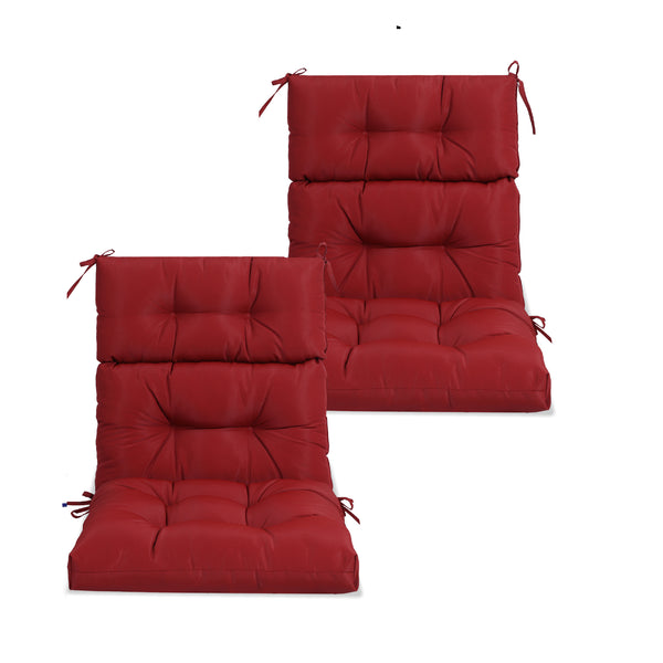English Elm 2 Pcs Set High Back Patio Chair Cushions Tufted Outdoor Reversible 44x22x4 Waterproof Comfort Red W419P287335