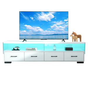 English Elm 4-drawer Entertainment Center with Acrylic Panel Doors for Modern Living Room Tv Storage White W2178S00001