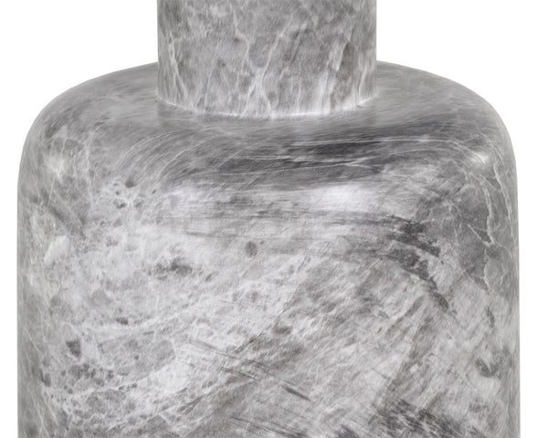 Sunpan Elmira Elegant Round Side Table with Grey Faux Marble Finish for Chic Indoor & Outdoor Spaces