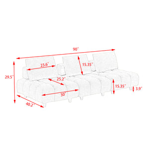 English Elm 90 Teddy Sofa 90in Plush Apartment-Ready 3-Seater with Solid Wood Legs, Sponge Cushions, Cozy Appeal Beige W1658S00064