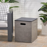 Christopher Knight Home® - Noble House - Aido Outdoor Modern Tank Holder Side Table, Light Gray and Gloss Black