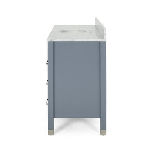 English Elm Christopher Knight Home® - 48'' Cabinet Grey Acacia Wood 48” Vanity with Frosted Glass Doors, 6 Soft-Close Drawers, No Top (96) 65596.00GRY