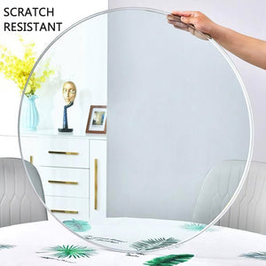 English Elm Size:59.84 Inch Round Tempered Glass Tabletop Clear Polished Surface for Dining Rooms W1151P373004