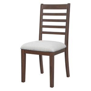 English Elm 2-piece Farmhouse Ladder Back Dining Chair Set Rubberwood Frame Upholstered Seat Kitchen Beige,Walnut N752P436723D