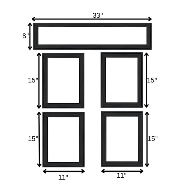 English Elm "kitchen Themed Five Panel Framed Wall Art Set with Black Wood Frame for Dining Areas B06787053