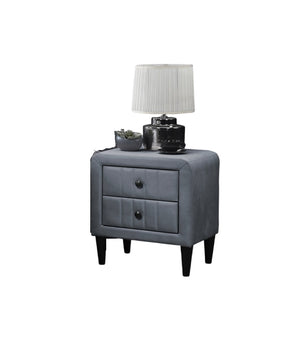 English Elm Grey Velvet Nightstand with 2 Spacious Drawers, Sleek Tempered Legs, 21"x16"x22"H Stylish Bedside Storage and Easy Assembly B011P190167