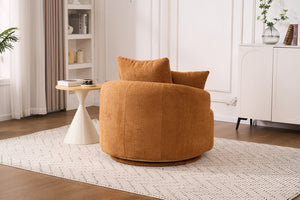 English Elm 360° Swivel Accent Barrel Chair with 3 Removable Pillows, High-Resilience Foam, Ergonomic Curved Back, Orange - Durable Stylish Seat W2231P261424