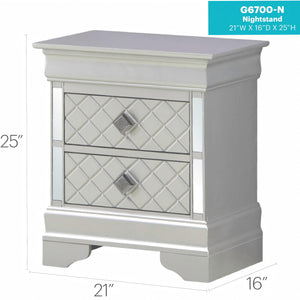 English Elm Sleek Champagne Nightstand 24"H x 21"W x 16"D – Silver Champagne Finish, 2 Drawers, No Assembly, Transitional Style B078108372