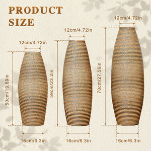 English Elm 39.4" Handcrafted Rattan-textured Pvc Tall Floor Vase Boho Entryway Sculptural Accent W2796P446214