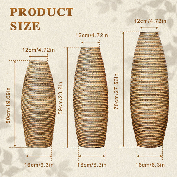 English Elm 39.4" Handcrafted Rattan-textured Pvc Tall Floor Vase Boho Entryway Sculptural Accent W2796P446214