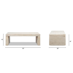 English Elm Veda Reclaimed Pine Geometric Waterfall Coffee Table Whitewashed Sculptural Living Room B2719P485503