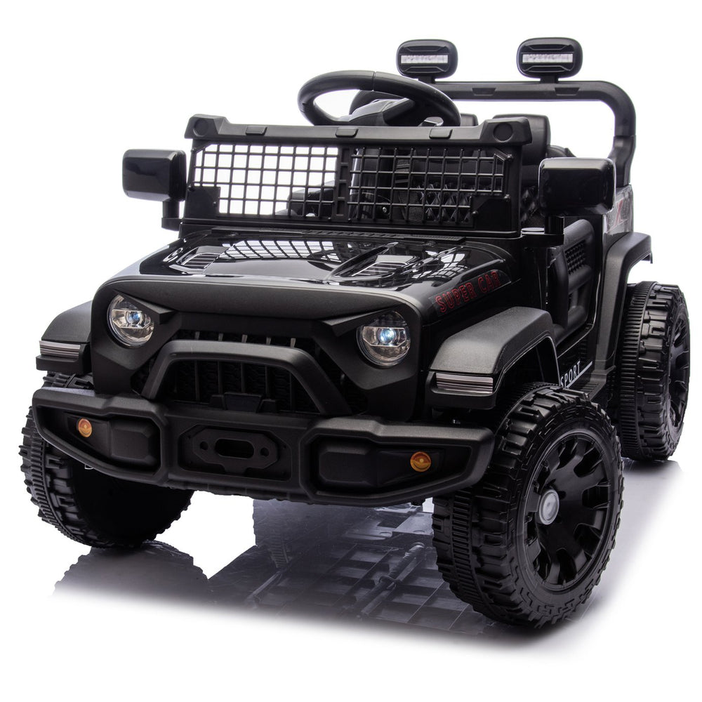 English Elm 24v Kids Ride on Car with Parental Remote Four Wheel Suspension Led Lights Bluetooth Black W1578P235080